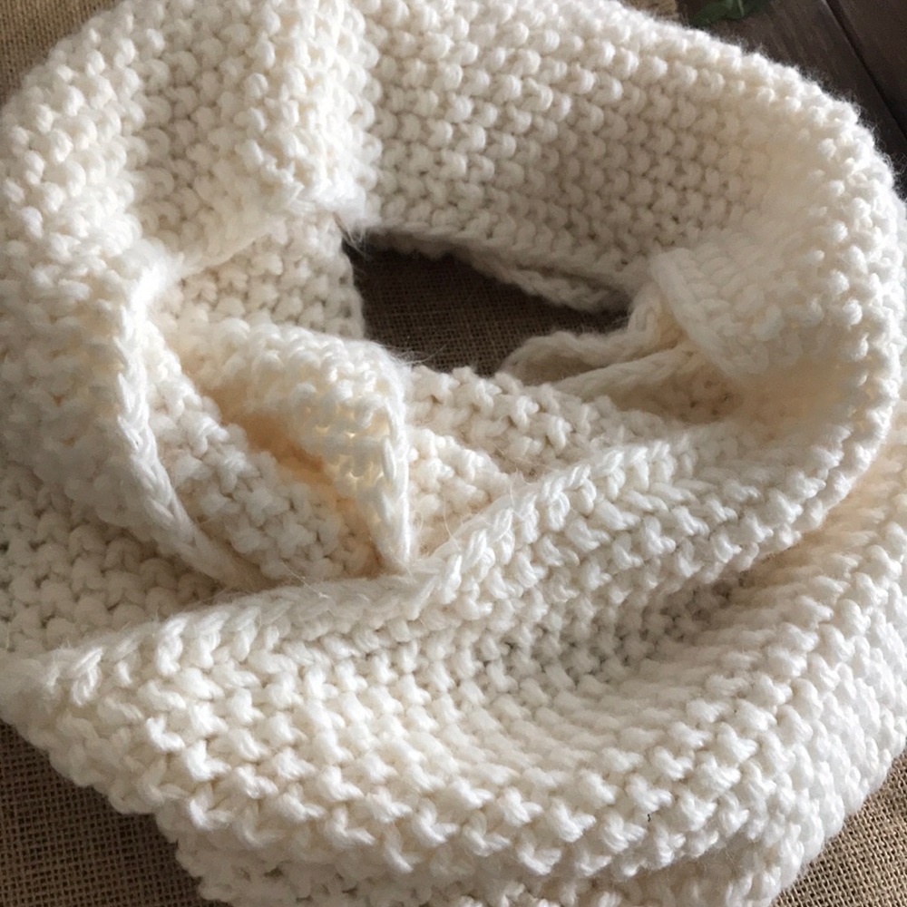 Knit Ivory Infinity Scarf